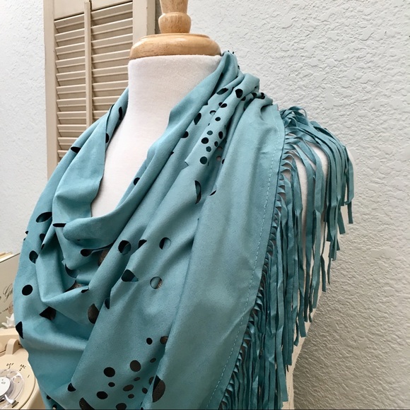 Ultra Suede Santa Fe Triangular Fringe Trim Shawl - Picture 2 of 6